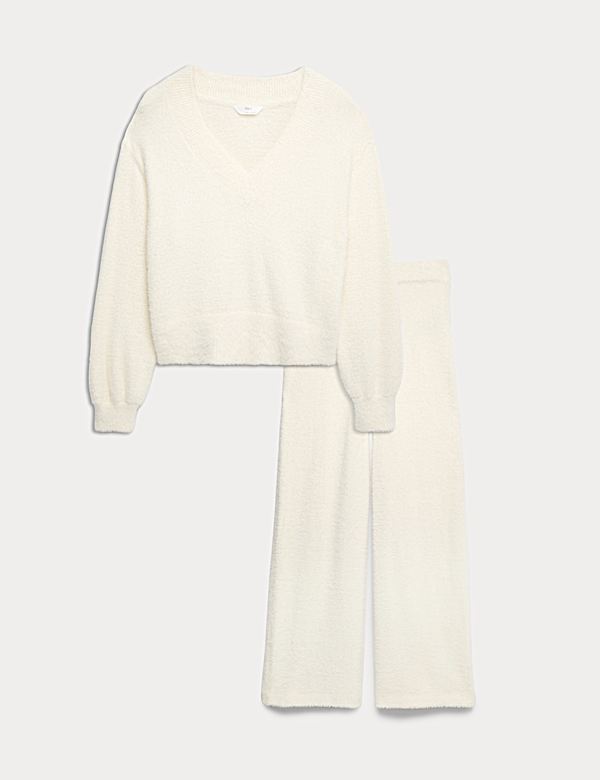 Feather Knit V-Neck Pyjama Set - MX