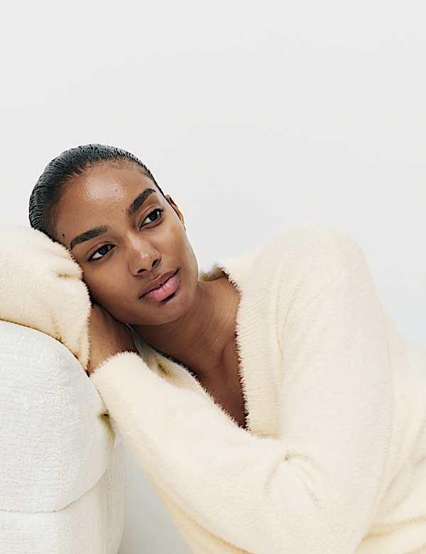 Feather Knit V-Neck Pyjama Set - MX