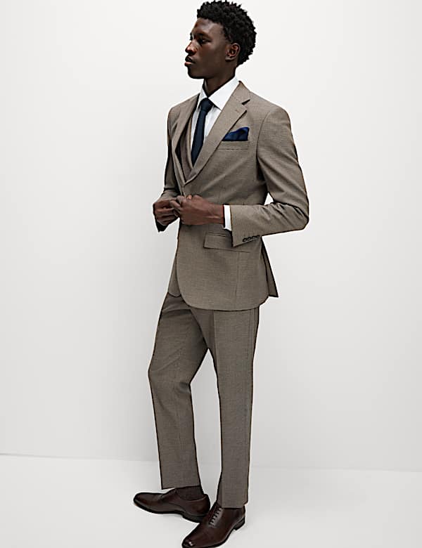 Anzug in normaler Passform mit Hahnentrittmuster - AT