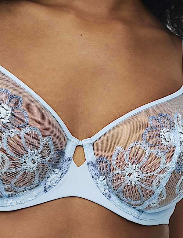 Embrace Embroidered Wired Full Cup Bra Set A-E - CA