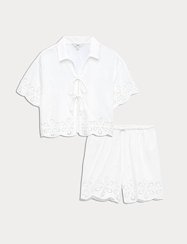 Set van shirt met uitsparingen en korte broek - BE