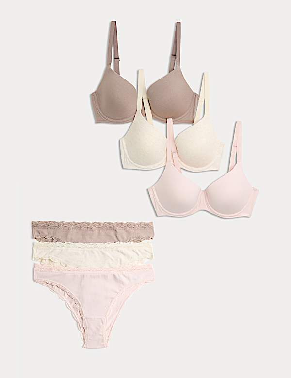3pk Wired Full Cup T-Shirt Bras Set A-E - CZ