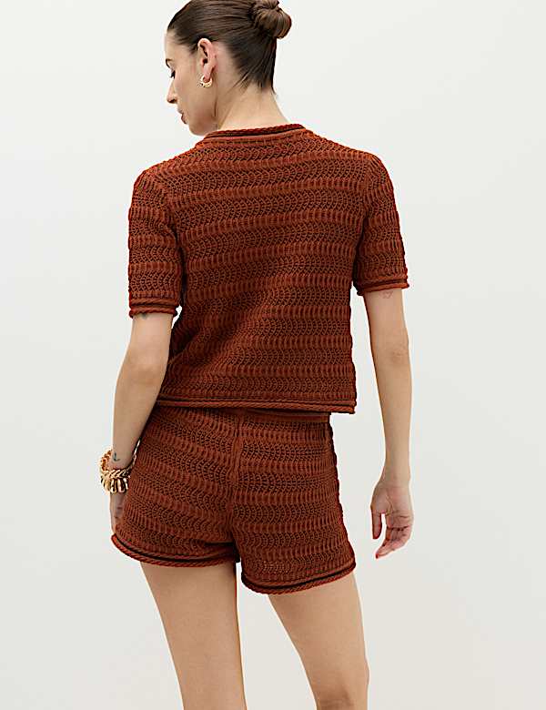 Cotton Blend Cardigan & Shorts Set - GR