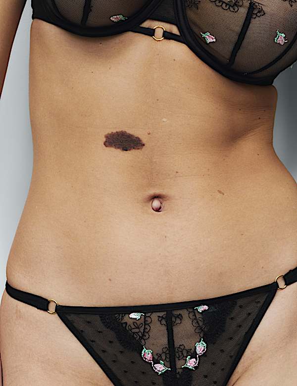 Leah Embroidery Wired Demi Cup Bra Set A-E - US