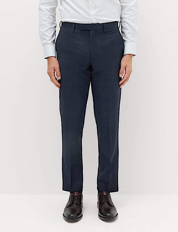 2 Piece Regular Fit Pure Wool Checked Suit - AL