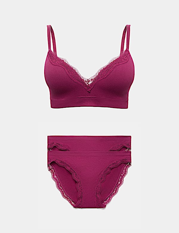 Jasmine Lace Seamfree Non Wired Plunge Bra Set A-E - CZ
