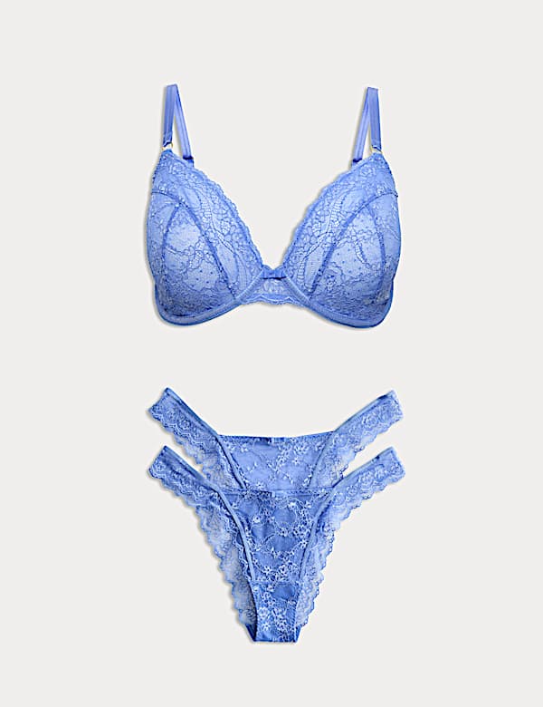 Conjunto de sujetador escotado con aros y encaje Ida (copa F-H) - ES