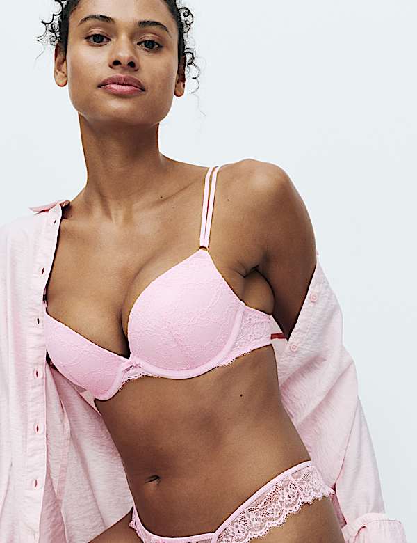 Conjunto con sujetador escotado Push-Up con aros y encaje Ida (copa A-E) - ES