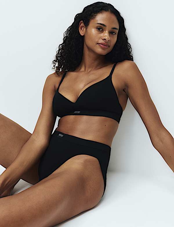 Asta Cotton Blend Non Wired Plunge Bra Set A-E