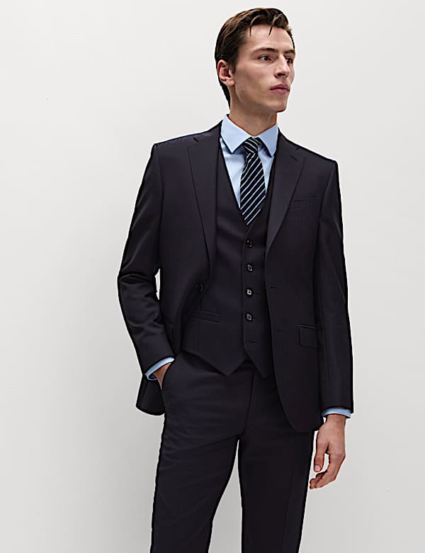 Slim Fit Pure Wool Herringbone Suit - CZ