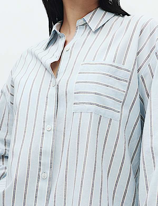 Pure Cotton Striped Pyjama Shirt & Bottom Set - IT