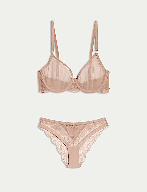 Murcia Sheer & Lace Wired Demi Cup Bra Set A-E - BN
