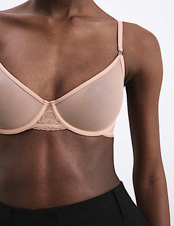 Murcia Sheer & Lace Wired Demi Cup Bra Set A-E - BN
