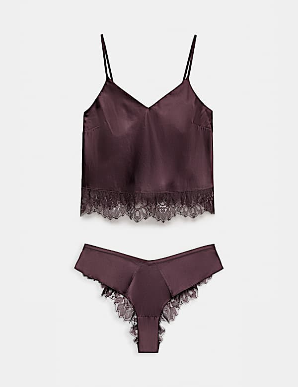 Satin & Lace Strappy Camisole Set - BN