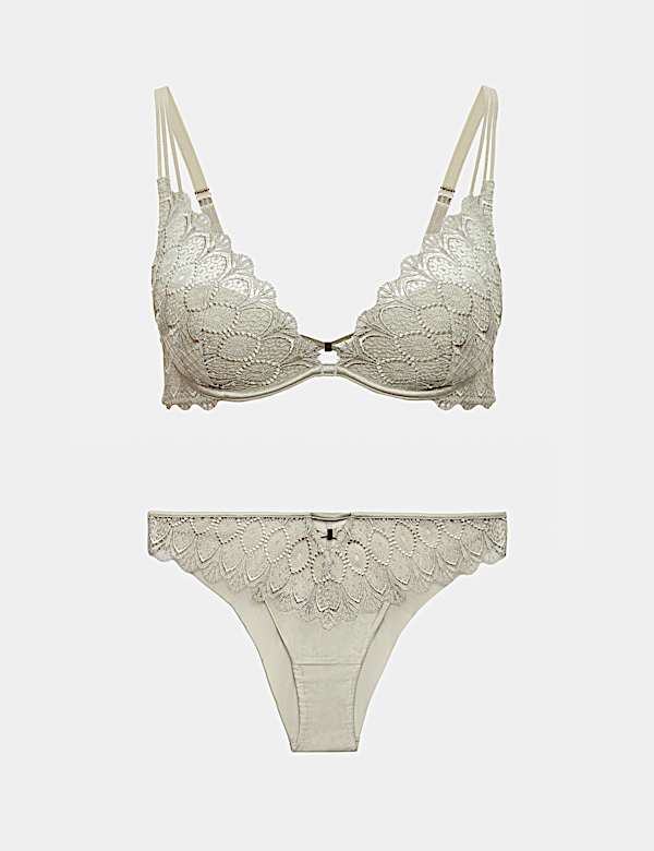 Milan Embroidered Padded Plunge Bra Set A-E - CN