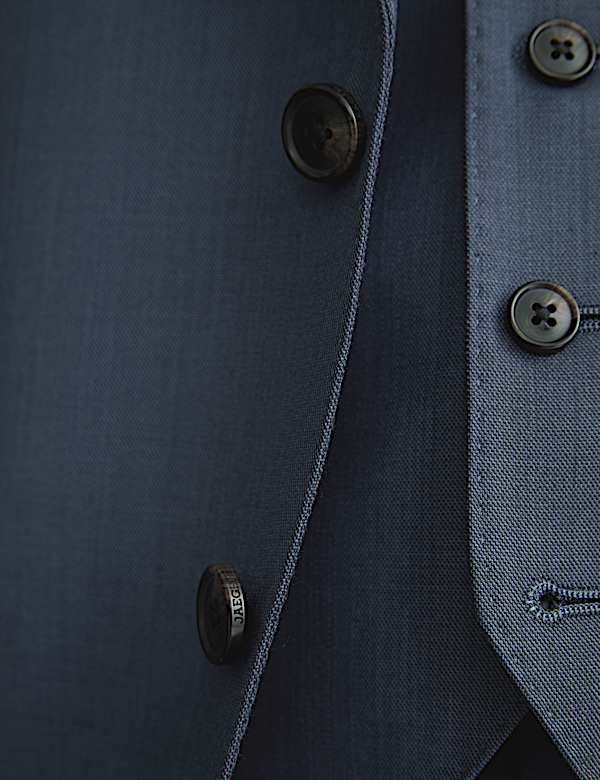 3 Piece Tailored Fit Italian Wool Sharkskin Suit - AU