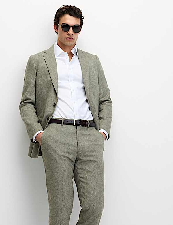 Tailored Fit Wool Rich Tweed Suit  - RS