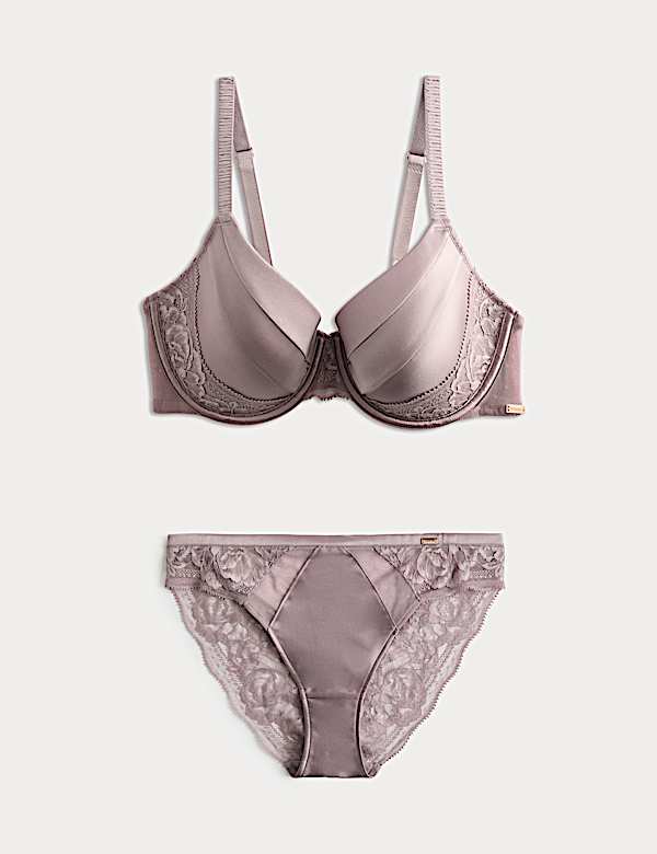 Silk & Lace Wired Full Cup Bra Set A-E - CZ