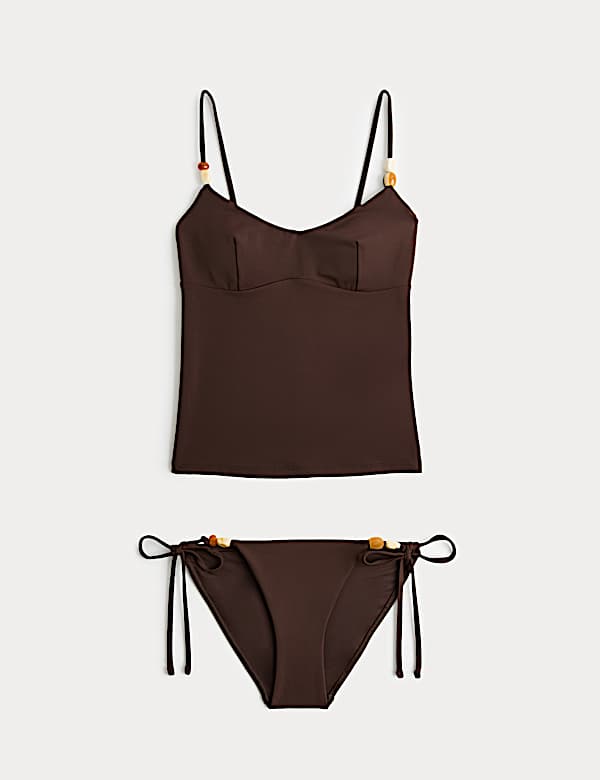 Bead Detail Scoop Neck Tankini Set - PT