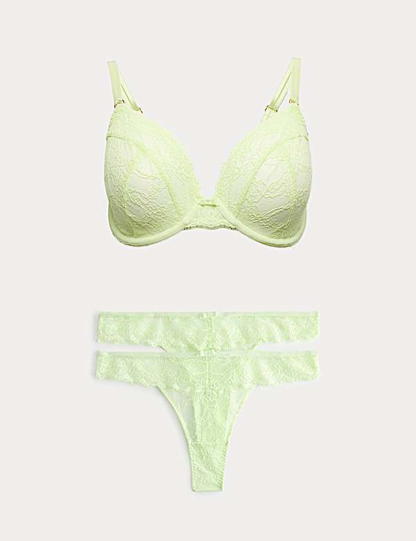 Ida Lace Wired Plunge Bra Set F-H - BG