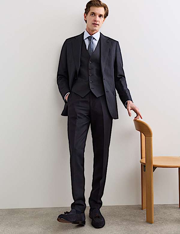 3 Piece Tailored Fit Italian Silk & Linen Suit