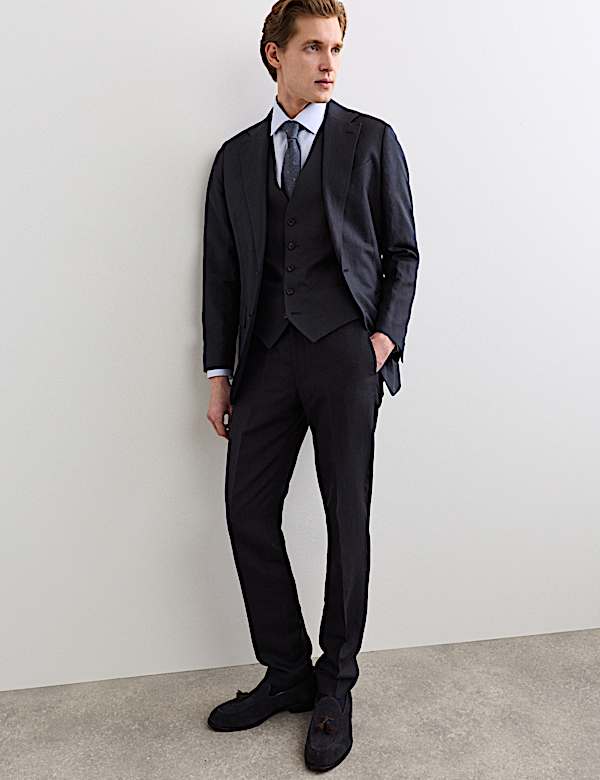 3 Piece Tailored Fit Italian Silk & Linen Suit - GR