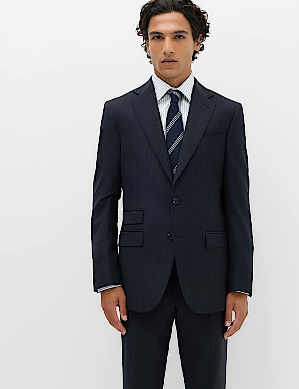 2 Piece Regular Fit Pure Wool Striped Suit