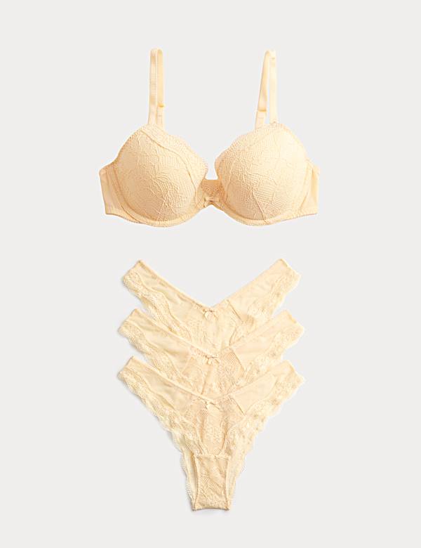 Jasmine Lace Wired Plunge Bra Set A-E - SK