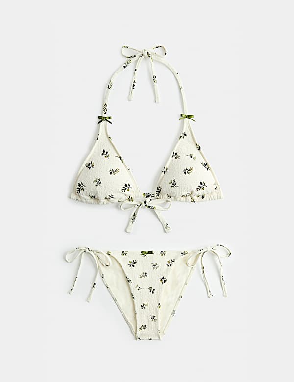 Textured Triangle Bikini Top & Bottom Set - NZ