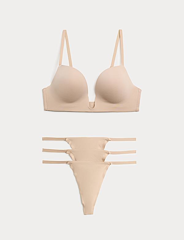 Body Invisibles Wired Push Up Plunge Bra Set A-E - CA