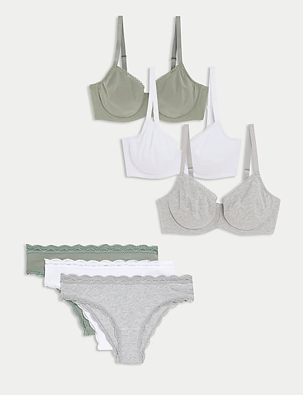 Lot de 3 soutiens-gorge en coton à armatures, bonnets emboîtants A à E - CH