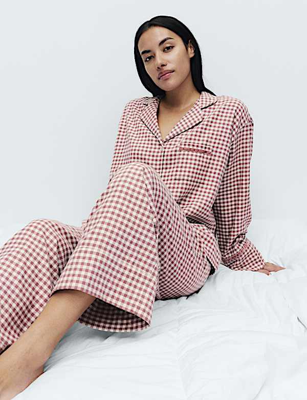 Flannel Gingham Revere Pyjama Set - MX