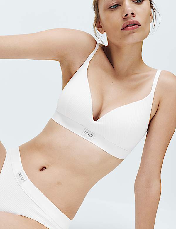 Asta Cotton Blend Non Wired Plunge Bra Set A-E