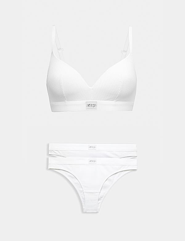 Asta Cotton Blend Non Wired Plunge Bra Set A-E - IL