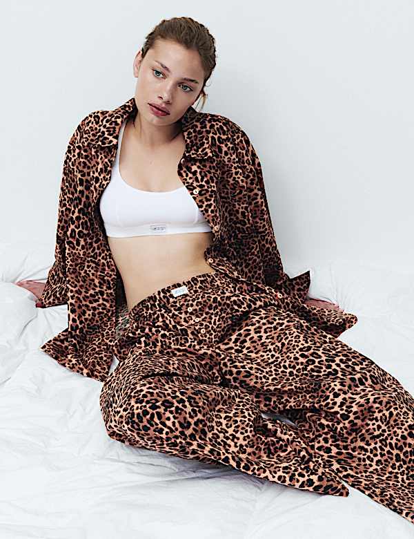 Pure Cotton Animal Print Pyjama Top & Bottom Set