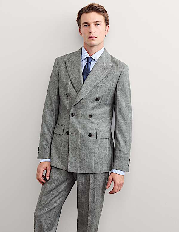 2 Piece Pure Wool Flannel Prince of Wales Check Suit