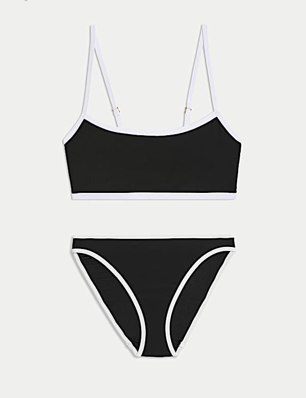 Contrast Trim Scoop Neck Bikini Set - JP