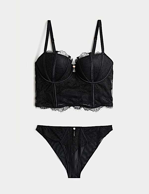 Liana Satin & Lace Wired Balconette Corset Set A-DD - US