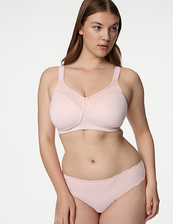 Cotton Blend & Lace Non Wired Total Support Bra Set B-H - LV