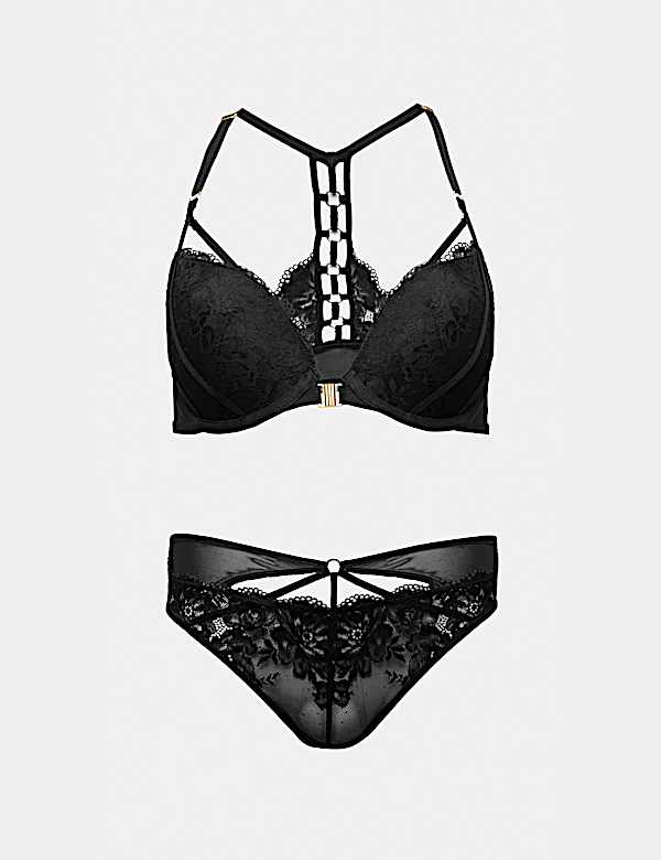 Vera Lace Wired Push Up Plunge Bra Set A-E - JP
