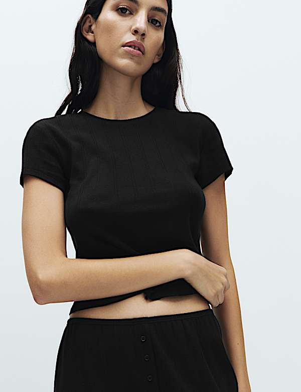 Pure Cotton Pointelle Pyjama Top Set - AU