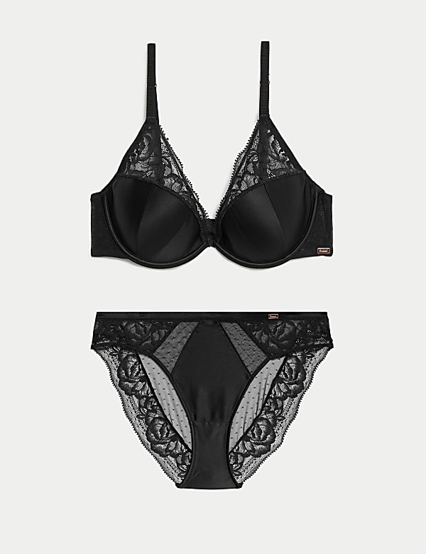 Beau Silk & Lace Wired Plunge Bra Set A-E - CN