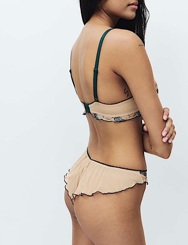 Helena Embroidery Wired Plunge Bra Set A-E - DK