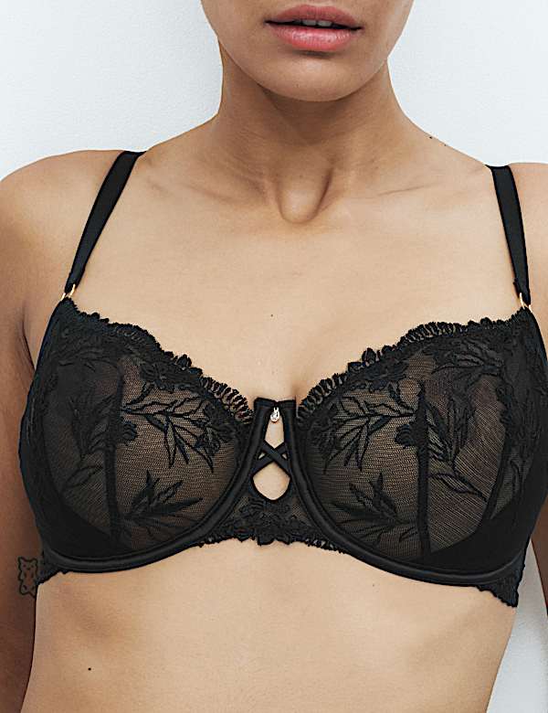 Alessia Embroidery Wired Balcony Bra Set F-H - US