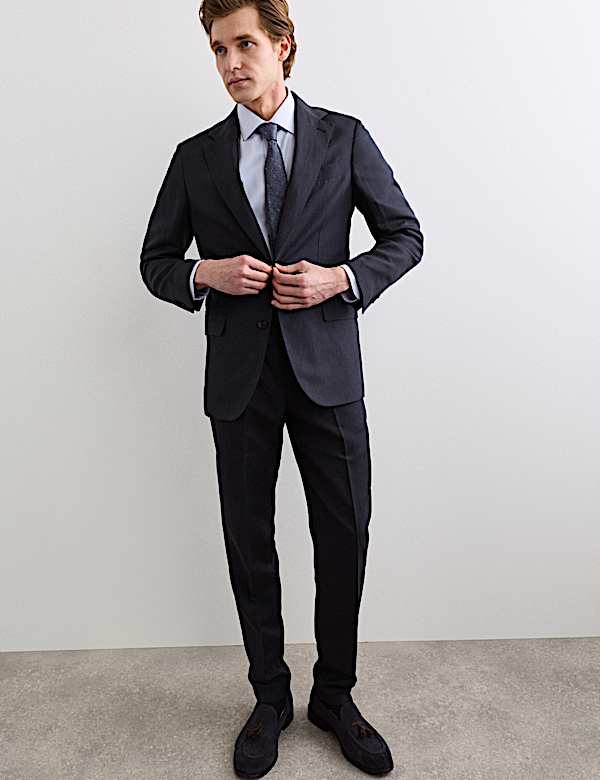 2 Piece Tailored Fit Italian Silk & Linen Suit