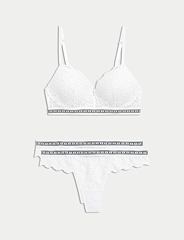 Set Bra Push Up Tanpa Kawat Renda Cleo A-E - ID