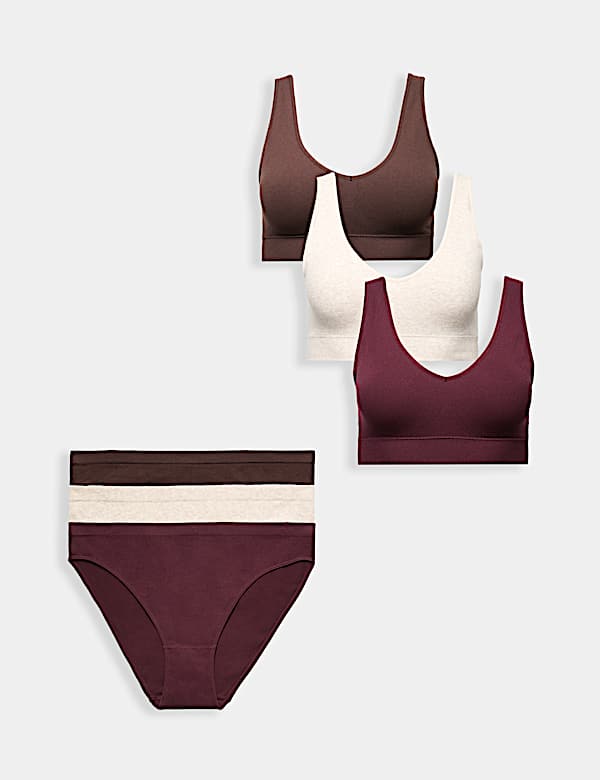 3 Pack Seamless V-Neck Crop Top Set - FR