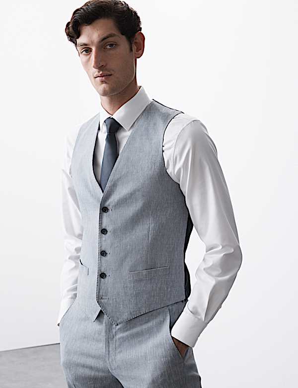 Anzug aus italienischem Funktionsleinen-Mischgewebe mit eng anliegender Passform  - AT