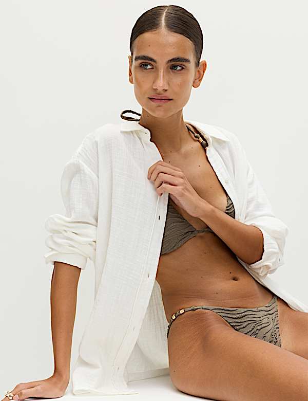 Animal Print Textured Triangle Bikini Set - JO