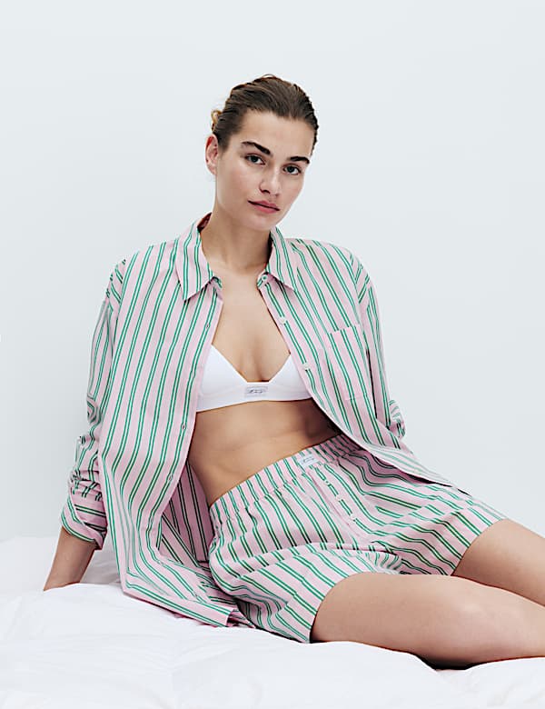 Pure Cotton Poplin Striped Pyjama Set